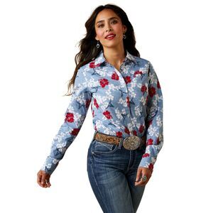 Ariat Kirby Stretch Shirt Women’s XXL | Red White Blue Floral Western Hawaiian